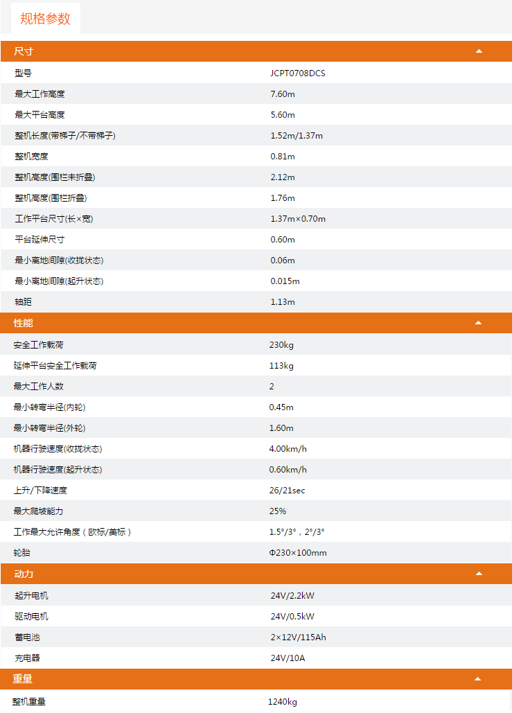 德陽升降平臺JCPT0708DCS規(guī)格參數(shù)